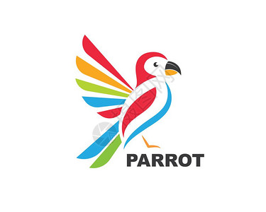 马卡龙彩虹色风格鹦鹉说明矢量图标设计模板插画