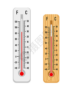 白色和木制温度计矢量图图片
