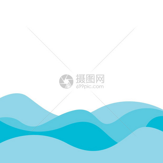 蓝色海浪矢量背景图图片