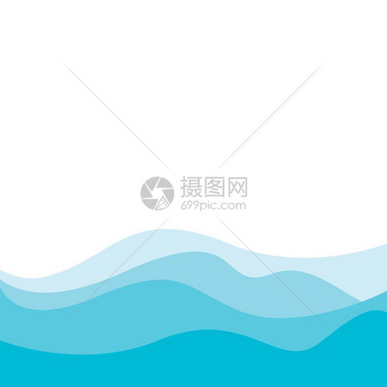 蓝色海浪矢量背景图图片