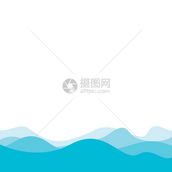 蓝色海浪矢量背景图图片