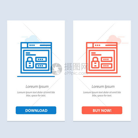 浏览器网络锁定代码蓝色和红下载并购买网络部件卡模板图片