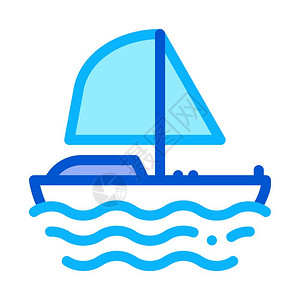 湖已经游艇船标图矢量大纲游艇标牌孤立的轮廓符号图示游艇船标矢量示