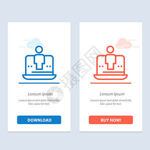 计算机数字膝上型技术营销蓝色和红下载现在购买网络部件卡模板图片
