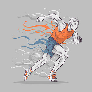 跑步冲刺ppt模版运动员插画