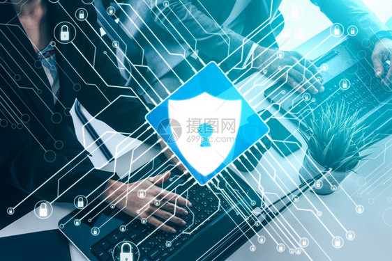图标形界面显示安全防火墙技术用于在线数据访问防御以抵黑客和不安全的隐私信息图片