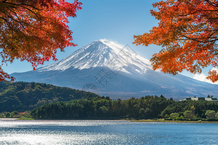 川口湖观赏富士山图片