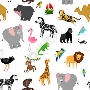 卡通可爱非洲动物矢量元素图片