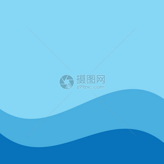 蓝色海浪矢量背景图图片