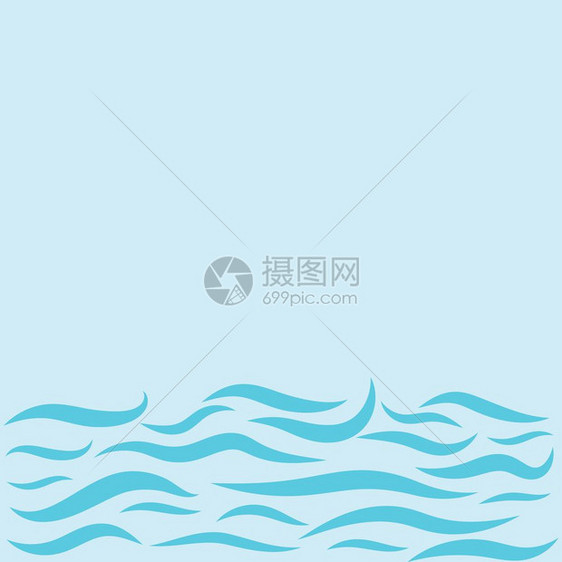 蓝色海浪矢量背景图图片