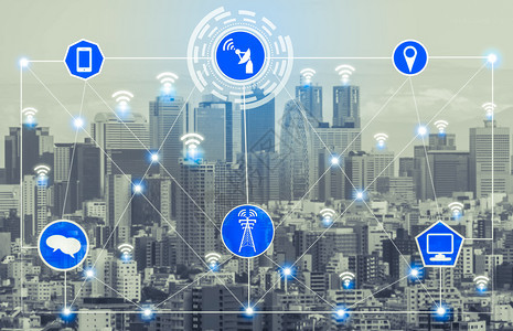 智能城市无线网络通信概念图片