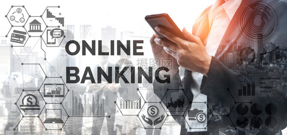 使用在线银行业务的人在移动电话设备上使用与互联网连通的应用程序数字经济电子支付和在线银行业务的概念图片