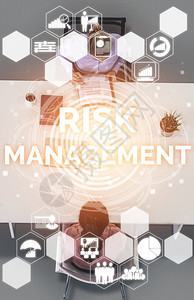 商业投资概念的风险管理和评估现代图形界面显示风险计划分析的战略符号以控制不可预测的损失和建立财务安全图片
