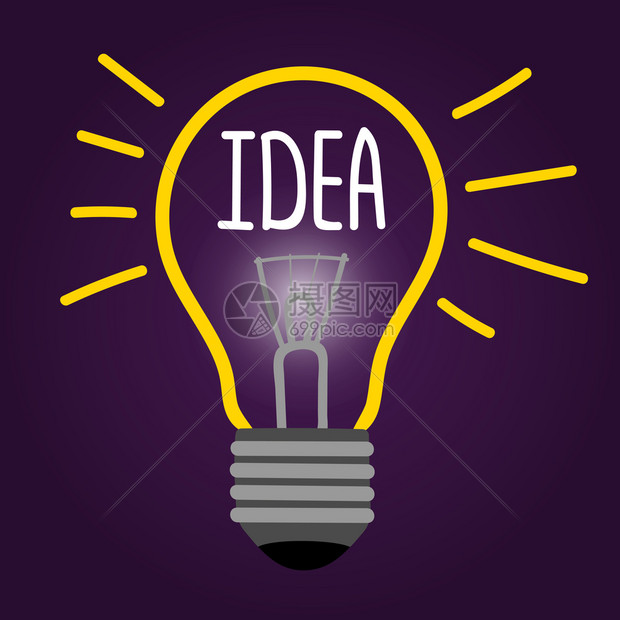 新的创意思想矢量概念配有线灯泡说明思想创新灯泡灵感