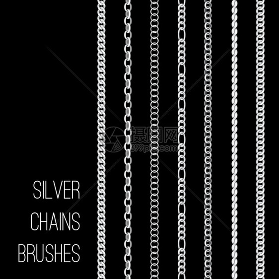 黑底的金属链条刷子无缝稳定的钢链条用于项或安全黑底的银链条图片