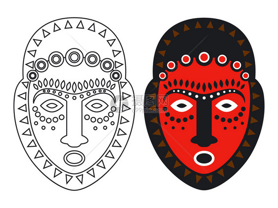 玛雅部落非洲面罩外光和彩色面罩矢量光化外和彩色面罩部落文化本土族裔面具部落玛雅非洲面罩图片