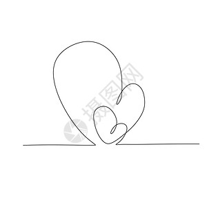 你好吗我很好连续绘制一条线两个红桃矢量图示两个爱心一线素描图示白