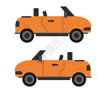 橘色敞篷汽车行驶对比图图片