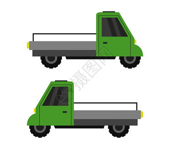 绿色运输汽车左右对比图图片