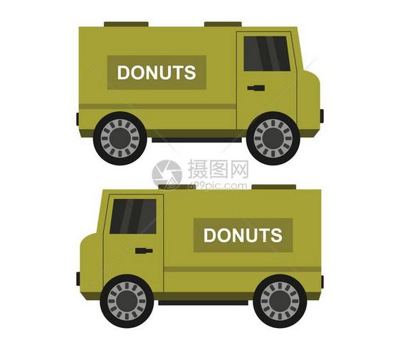 卖甜甜圈卡车左右对比图图片