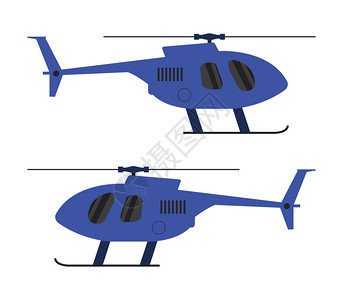 蓝色直升机左右对比图图片