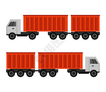 红色集装箱卡车设计对比图图片