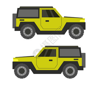 黄色越野型吉普车设计对比图图片