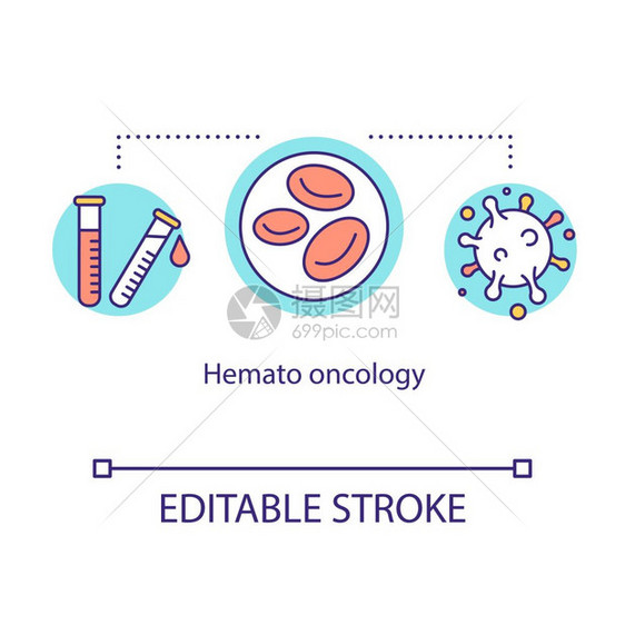 血癌诊断想法细线插图白血病治疗医学检查矢量孤立的大纲rgb彩色图画可编辑的中风图片