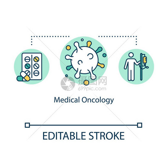 癌症治疗的理念是细线插图化疗定向治免疫法病媒孤立大纲紫色图画可编辑的中风图片