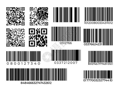 矢量现代识别物品扫描条形码徽章符号条形码和qr数据集扫描条形码或超市标签矢量扫描条形码符号图片