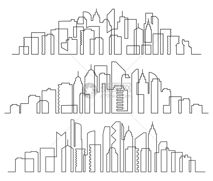 城市街道线条剪影
