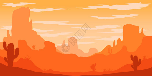 橘色的仙人掌沙漠风景图片