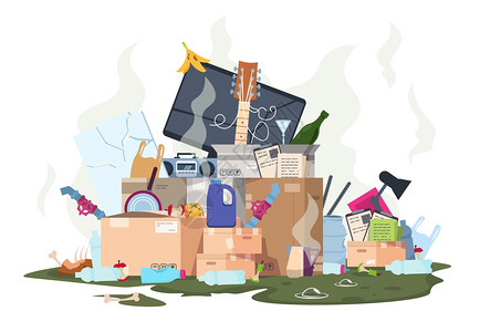 中被孤立病媒的插图式垃圾堆闻到的味道堆有机和塑料的臭垃圾堆插画