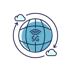 靳准5g无线技术rgb彩色图标全球准快速互联网连接云计算移动蜂窝网络