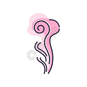 闻思香水味闻的烟芳香气雾蒸汽卷流发芳香气流孤立的矢量说明插画