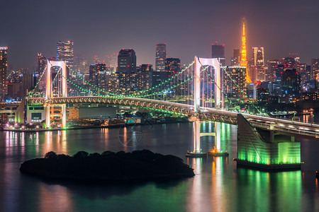日本东京塔和彩虹桥图片