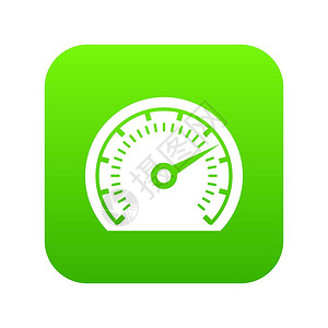 时钟表绿色背景白色脉速表中矢量图插画