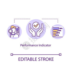 kpi效率和生产衡量计概念细线插图进度评价矢量孤立大纲rgb彩色绘图可编辑的中风图片