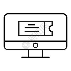 台式计算机在线票图标台式计算机在线票向量图标大纲用于在白色背景上孤立的网络设计台式算机在线票图标大纲样式图片