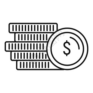 硬币堆叠图标大纲硬币的堆叠矢量图标用于在白色背景上孤立的网络设计硬币堆叠图标大纲样式图片
