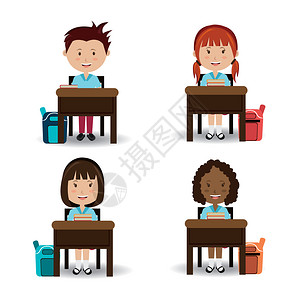 上海视觉艺术学院教学卡通可爱课堂上上课的学生插画