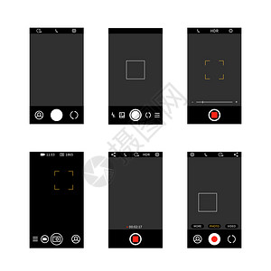 现代社交媒体移动应用程序ui照片框架设计相机置按钮矢量筛选模板智能手机相屏幕界面设置按钮矢量模板图片