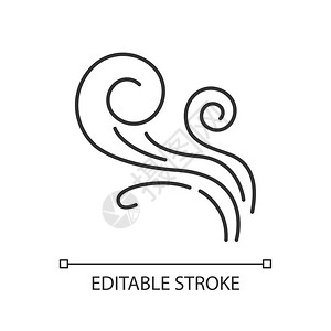 顺风顺风顺风气味好蒸发细线可定制的插图轮廓符号矢量孤立的轮廓图画