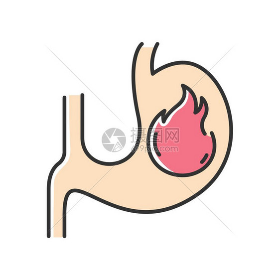 胃痛食物中毒胃肠道问题酸回流器官炎症消化道疾病早孕迹象孤立的病媒说明图片