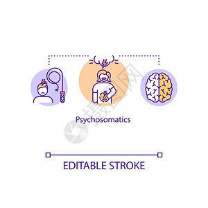 心智和身体关系理念细线插图情感压力矢量孤立的大纲rgb彩色绘图可编辑中风图片