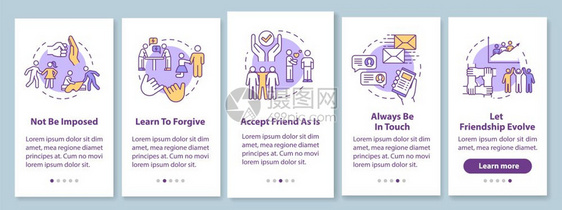 作为好朋友提示社会关系通过5步图形指示ui矢量模板配有rgb颜色插图图片