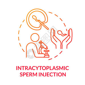 在体外受精中进行显微镜分析生殖技术设想细线插图矢量孤立的大纲rgb彩色绘图图片