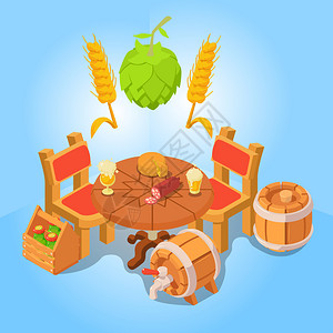 宿醉用于网络礼品卡和明信片的啤酒地点矢量概念的等横幅啤酒地点概念