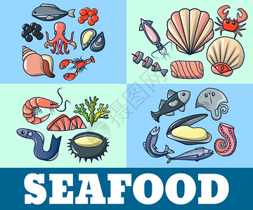 海产食品概念横幅广告图片