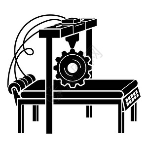 挤出工业3d打印机图标的简单示例打印机矢量图标用于孤立白色背景的